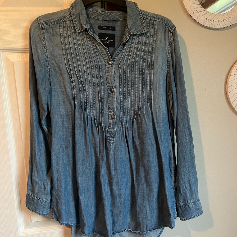 American Eagle denim blouse
